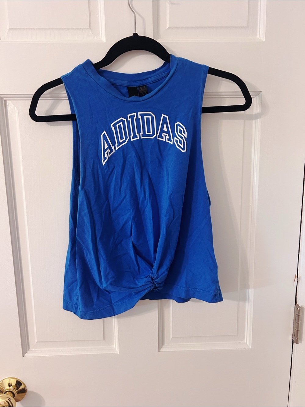 adidas Royal Blue Sleeveless Tank with Front Twist